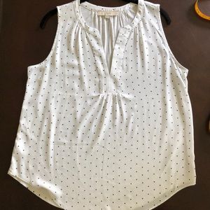 LOFT v-neck mixed media shell